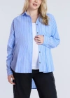 Motherhood Maternity Long Sleeve Button-up Poplin Shirt In Blue