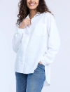 Motherhood Maternity Long Sleeve Button-up Poplin Shirt In White