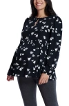 Motherhood Maternity Long Sleeve Empire Waist Keyhole Woven Blouse In Black