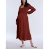 Motherhood Maternity Long Sleeve Empire Waist Maxi Dress In Brandy Brown