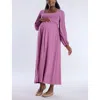 Motherhood Maternity Long Sleeve Empire Waist Maxi Dress In Grape Nectar