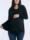 Motherhood Maternity Long Sleeve Pull Over Tulip Nursing Tee In Black