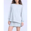 Motherhood Maternity Long Sleeve With Side Slits Scuba Raglan Top In Heather Grey