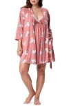 Motherhood Maternity Maternity Robe And Nursing Chemise Sleep Set In Pink