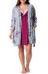 Motherhood Maternity Maternity Robe And Nursing Chemise Sleep Set In Multi