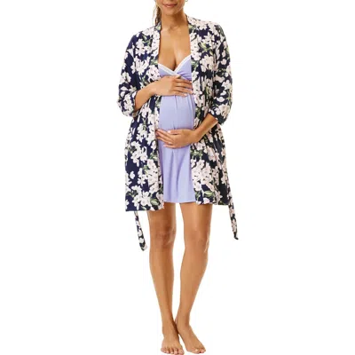 Motherhood Maternity Maternity Robe And Nursing Chemise Sleep Set With Baby Swaddle