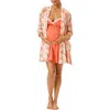 Motherhood Maternity Maternity Robe And Nursing Chemise Sleep Set With Baby Swaddle In Orange
