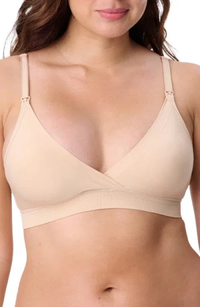 Motherhood Maternity Maternity Wireless Seamless Wrap Nursing Bra In Neutral