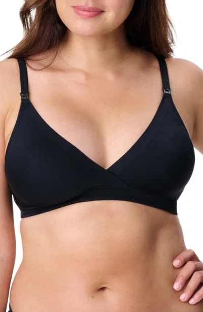 Motherhood Maternity Maternity Wireless Seamless Wrap Nursing Bra In Black