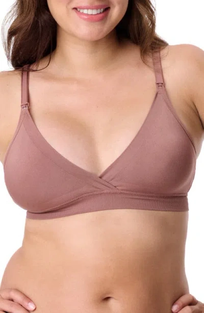 Motherhood Maternity Maternity Wireless Seamless Wrap Nursing Bra In Brown