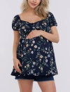 Motherhood Maternity Off The Shoulder Short Sleeve Babydoll Maternity Top In Navy Blazer