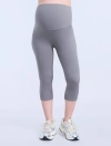 Motherhood Maternity Over The Belly Active Capri Legging In Heather Grey
