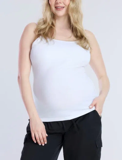 Motherhood Maternity Plus Clip Down Nursing Tank Top Cami In White