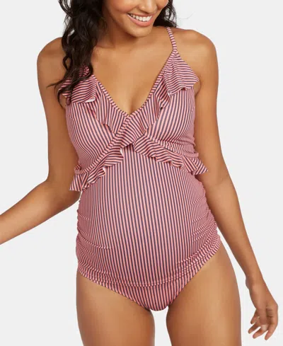 Motherhood Maternity Printed Tankini Swimsuit In Pink