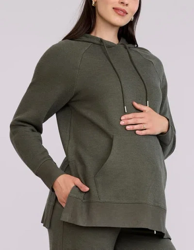 Motherhood Maternity Relaxed Fit Tunic Maternity Hoodie In Green