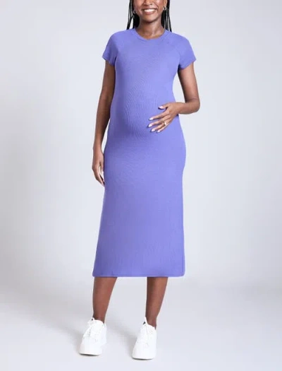 Motherhood Maternity Rib Knit Short Sleeve Raglan Midi Dress
