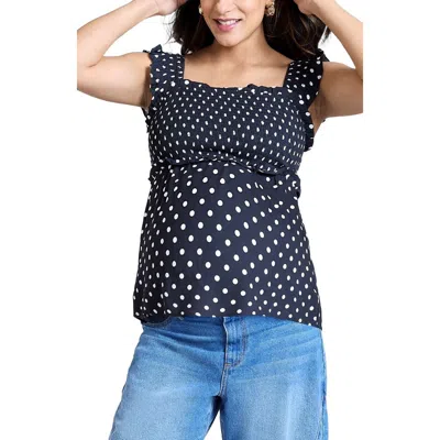 Motherhood Maternity Ruffle Sleeve Detail Maternity Top In Blue