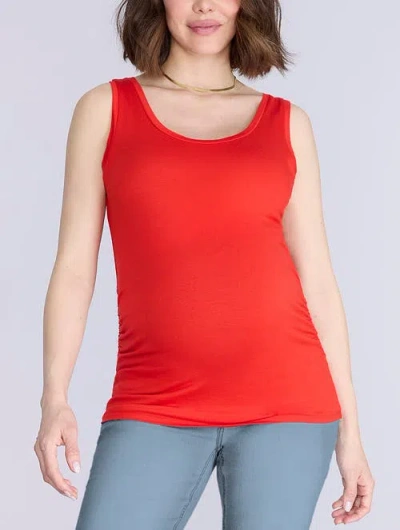 Motherhood Maternity Scoop Neck Side-ruched Maternity Tank Top In Red