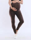 Motherhood Maternity Secret Fit Over The Belly Coated Full Length Legging In Chocolate