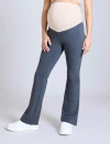 Motherhood Maternity Secret Fit Over The Belly Full Length Flare Leggings In Heather Grey
