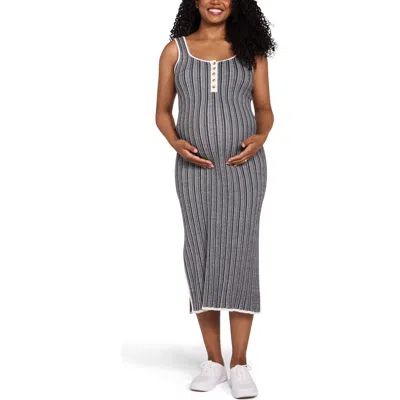 Motherhood Maternity Sleeveless Nursing Henley Midi Dress In Animal Print