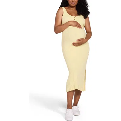 Motherhood Maternity Sleeveless Nursing Henley Midi Dress In Multi