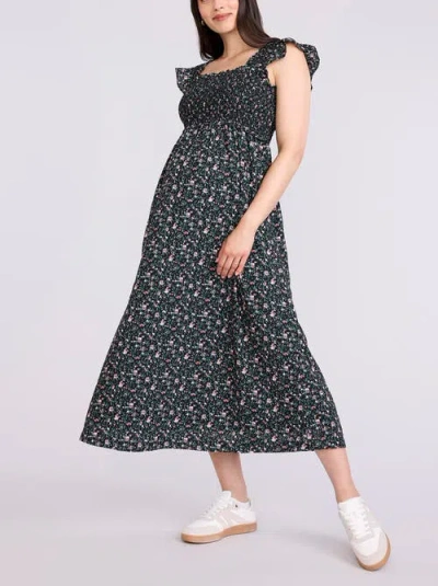 Motherhood Maternity Sleeveless Ruffle Shoulder Smocked Maxi Dress In Black