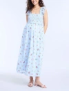 Motherhood Maternity Sleeveless Ruffle Shoulder Smocked Maxi Dress In Skyway Ditsy Floral