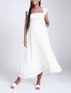 Motherhood Maternity Sleeveless Ruffle Shoulder Smocked Maxi Dress In White & Black Polka Dot