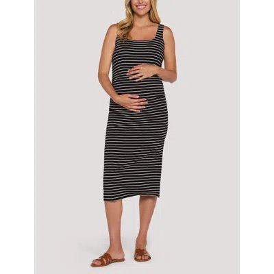 Motherhood Maternity Sleeveless Side Ruched Midi Dress In Black