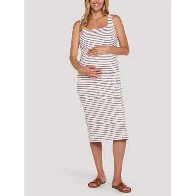 Motherhood Maternity Sleeveless Side Ruched Midi Dress In White