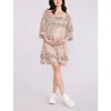 Motherhood Maternity Smocked Babydoll Long Sleeve Mini Dress In Multi