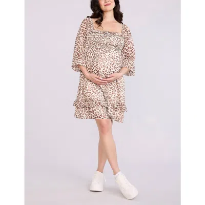 Motherhood Maternity Smocked Babydoll Long Sleeve Mini Dress In Multi