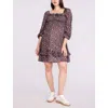Motherhood Maternity Smocked Babydoll Long Sleeve Mini Dress In Brown