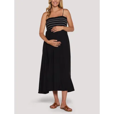 Motherhood Maternity Smocked Maxi Dress With Removable Straps In Multi