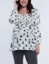 Motherhood Maternity Smocked Square Neck Long Sleeve Babydoll Maternity Top In Winter White Ditsy