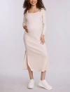 Motherhood Maternity Square Neck Rib Knit Long Sleeve Bodycon Maxi Dress In Neutral