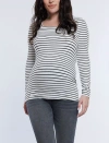 Motherhood Maternity Square Neck Rib Knit Long Sleeve Tee In Multi