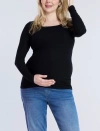 Motherhood Maternity Square Neck Rib Knit Long Sleeve Tee In Black