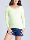 Motherhood Maternity Square Neck Rib Knit Long Sleeve Tee In Green