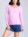 Motherhood Maternity Square Neck Rib Knit Long Sleeve Tee In Pink