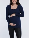 Motherhood Maternity Square Neck Rib Knit Long Sleeve Tee In Blue