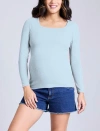 Motherhood Maternity Square Neck Rib Knit Long Sleeve Tee In Blue