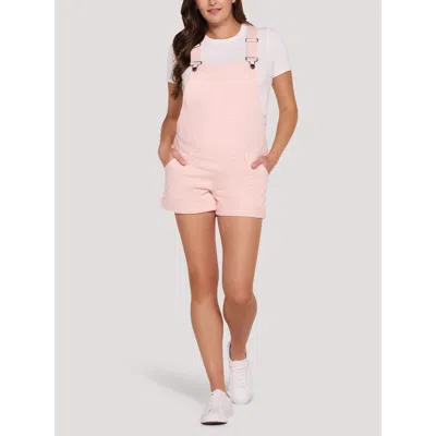Motherhood Maternity Stretch Waist Short Maternity Overalls In Pink