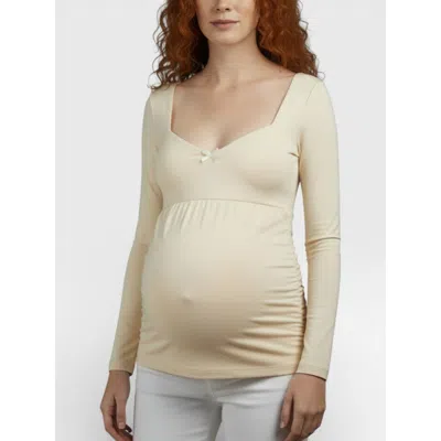 Motherhood Maternity Sweetheart Side-ruched Long Sleeve Tee In Yellow