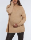 Motherhood Maternity Turtleneck Long Sleeve Knit Maternity Sweater In Brush