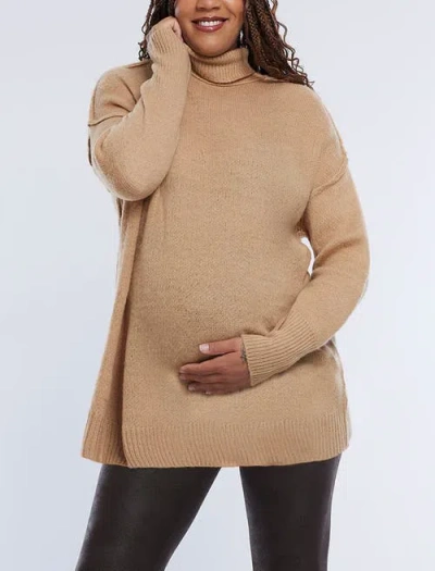 Motherhood Maternity Turtleneck Long Sleeve Knit Maternity Sweater In Brush