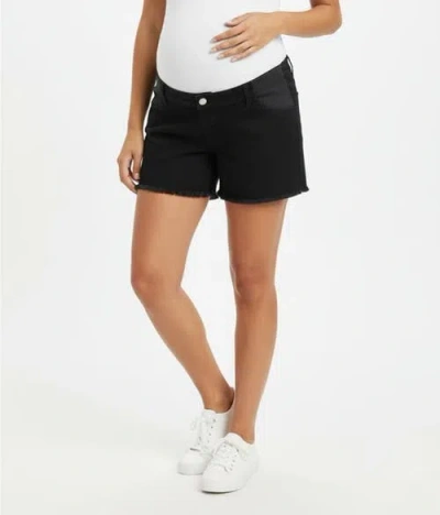 Motherhood Maternity Under The Belly  Cut Off Denim Maternity Short In Black