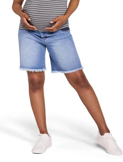 Motherhood Maternity Under The Belly Maternity Dad Denim Short In Blue