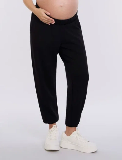 Motherhood Maternity Under The Belly Side Pockets Scuba Jogger In Black